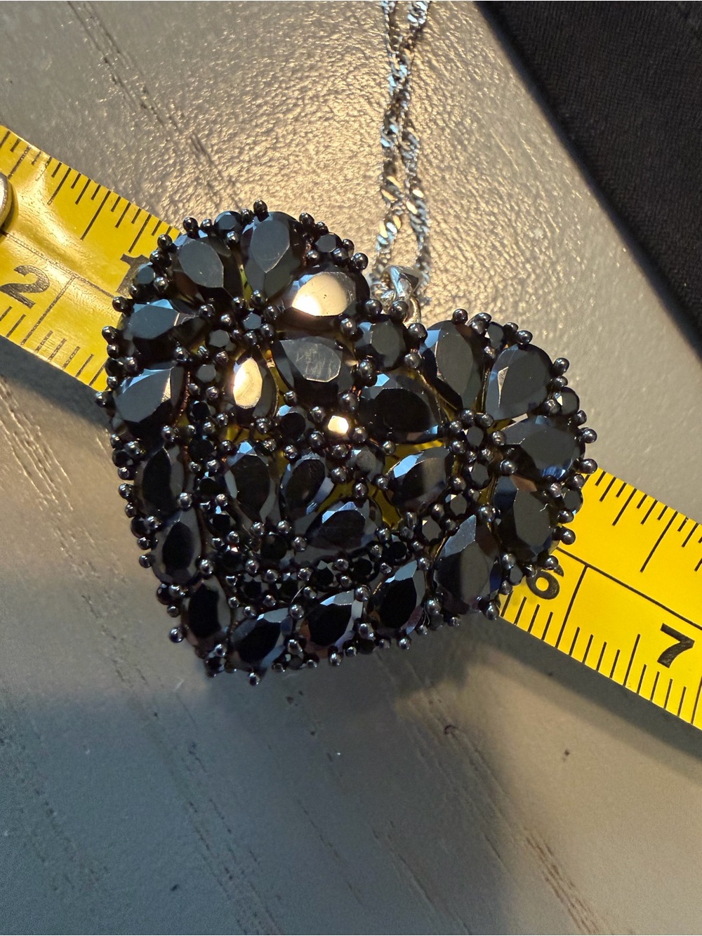 JTV 7.91ctw Natural Black Spinel Sterling Silver Heart Necklace